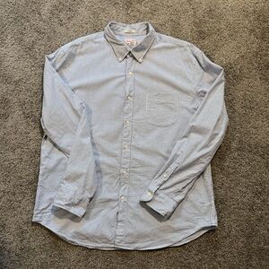 J.Crew Broken In Oxford Blue & White Stripe Shirt